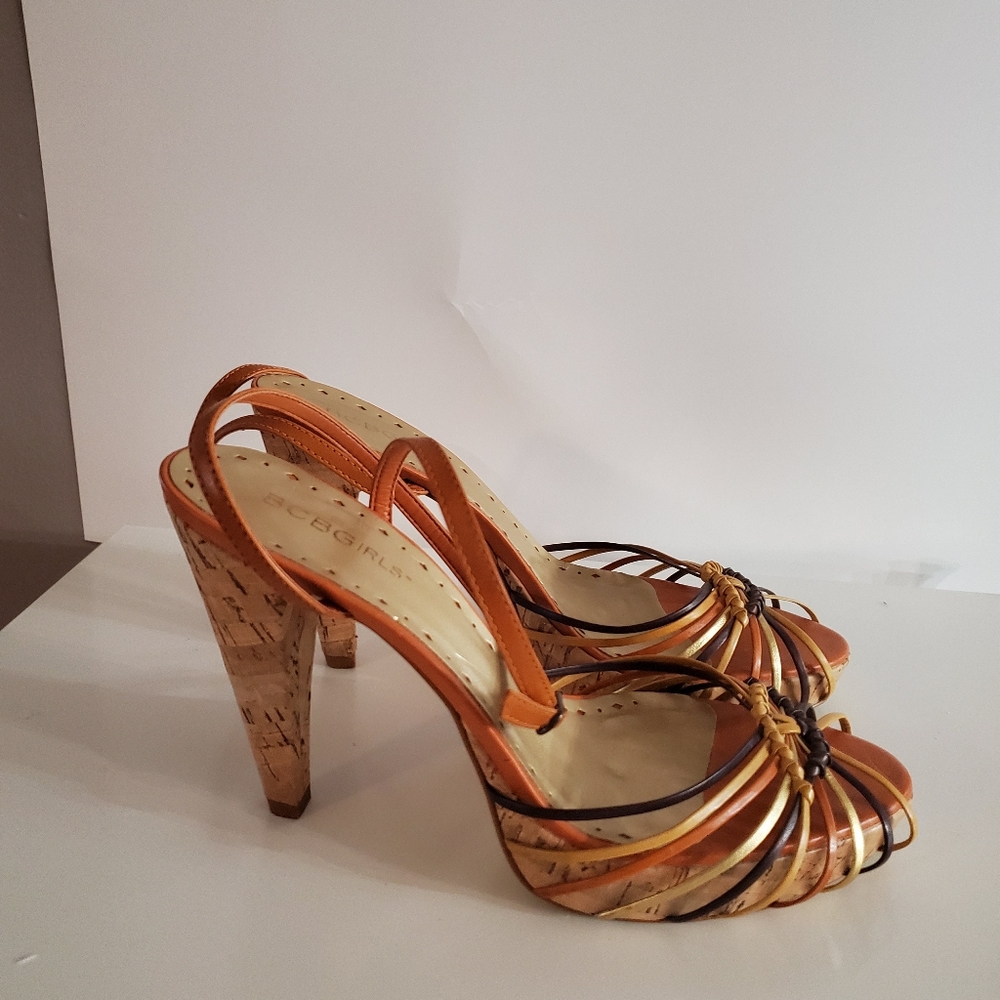 BCBGIRLS MULTI - COLOR STRAPPY HEELS